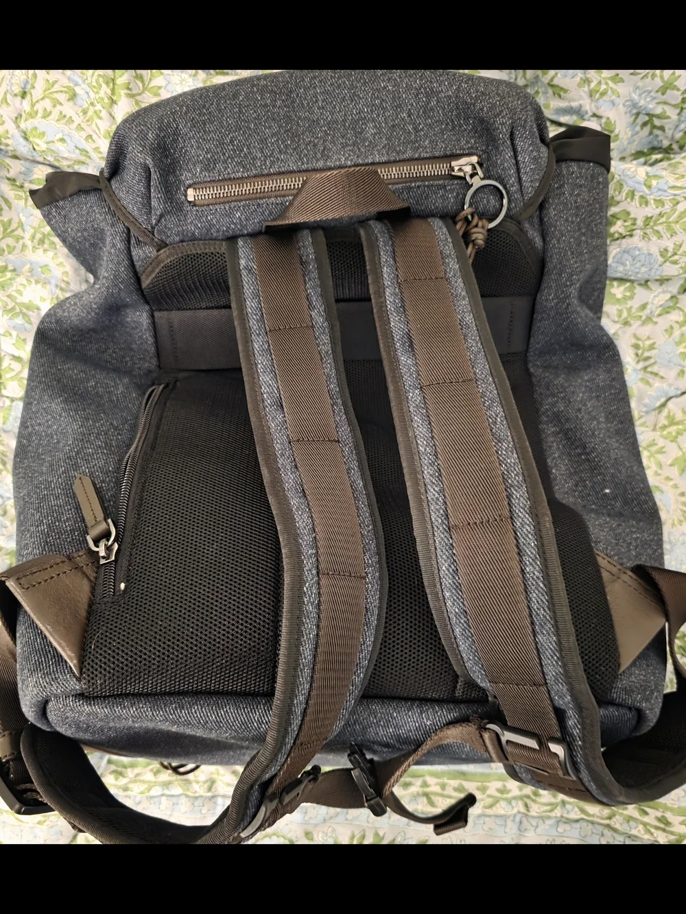 Bally Men's Gray & Brown Leather-Trim Backpack